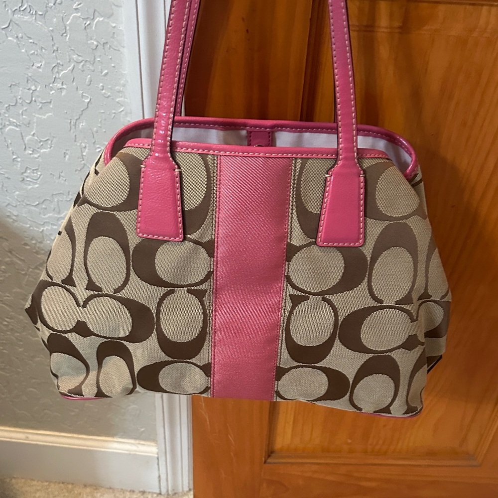 Stylish Brown and Pink Coach  Bag - Picture 6 of 7